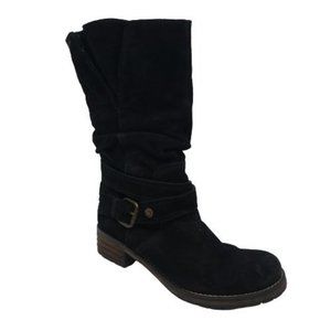 Clarks Majorca Villa Slouchy Moto Boots Womens 8 Black Suede Lug Soles
